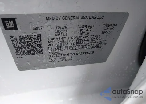 2018 Chevrolet Malibu Lt z USA, uszkodzony, nr VIN 1G1ZD5ST6JF122885